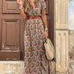 Floral Print Short Sleeve Loose Boho Dress