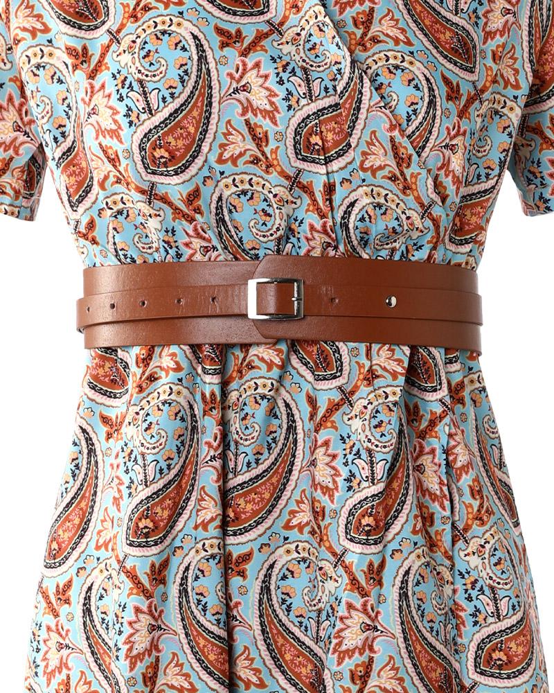 Floral Print Short Sleeve Loose Boho Dress