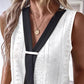 Fake Tie Patch Eyelet Embroidery Tank Top