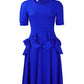 Puff Sleeve Round Neck Bowknot Design Casual Dress