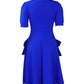 Puff Sleeve Round Neck Bowknot Design Casual Dress