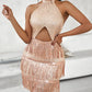 Allover Sequin Tassel Design Party Dress