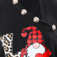 Christmas Gnome Print Glitter Sheer Mesh Long Sleeve Top