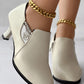 Side Zipper Pyramid Heel Ankle Boots