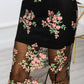 Mesh Spaghetti Strap Floral Embroidery Midi Dress