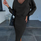 V Neck Long Sleeve Top & Sleeveless Dress Set
