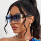 1Pair Rimless Flat Top Ombre Lens Sunglasses