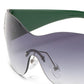 1Pair Trendy Shield Wrap Around Sunglasses Fashion Rimless Eyewear