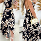 Floral Print Halter Backless Top & Slit Skirt Set
