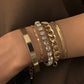5pcs Women's Fashion Gorgeous Faux Diamond Geometric Cutout Bracelets Set
