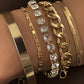5pcs Women's Fashion Gorgeous Faux Diamond Geometric Cutout Bracelets Set