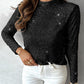 Mock Neck Allover Sequin Top