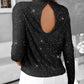 Mock Neck Allover Sequin Top