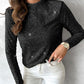Mock Neck Allover Sequin Top