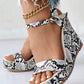 Snakeskin Ankle Strap Wedge Sandals