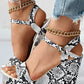 Snakeskin Ankle Strap Wedge Sandals