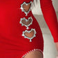 Hollow Heart Pattern Rhinestone Bodycon Dress