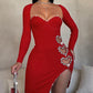 Hollow Heart Pattern Rhinestone Bodycon Dress