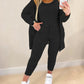 Plus Size Round Neck Tank Top & Drawstring Pants Set With Coat