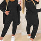 Plus Size Round Neck Tank Top & Drawstring Pants Set With Coat
