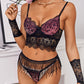 Spaghetti Strap Eyelash Lace Tassel Design Bra Set