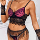 Spaghetti Strap Eyelash Lace Tassel Design Bra Set