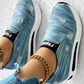 Denim Ripped Platform Slip On Muffin Sneakers