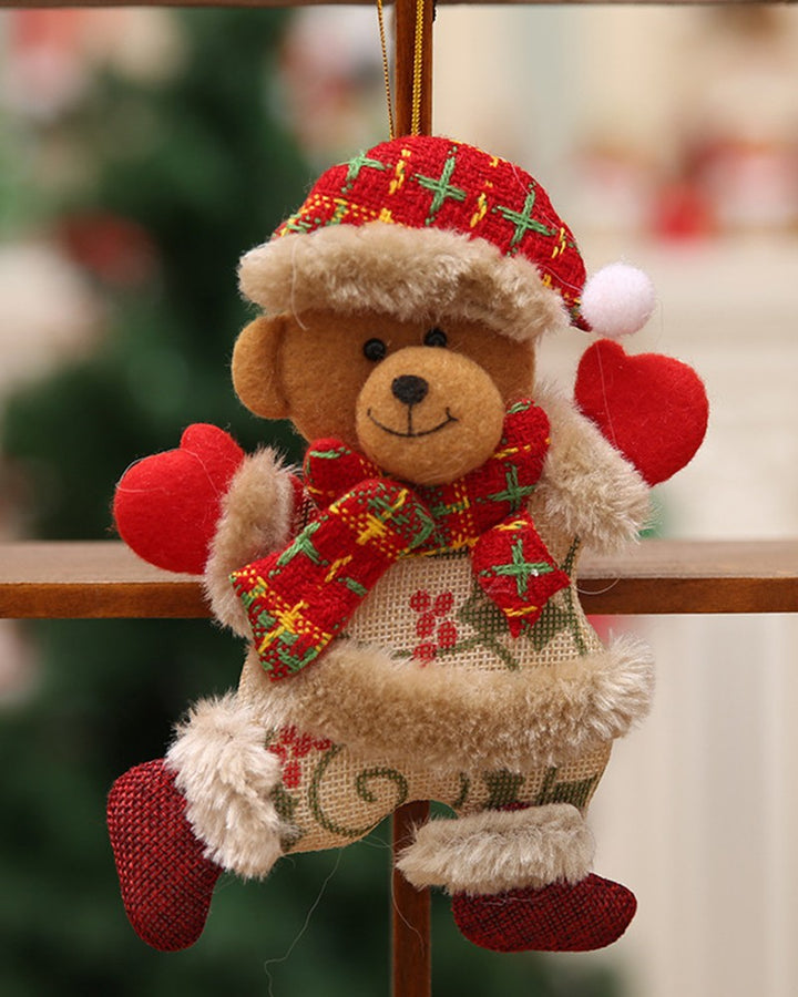 1pc Christmas Santa Elk Snowman Bear Hanging Dolls Ornaments