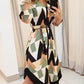 Geo Print Long Sleeve Asymmetrical Shirt Dress