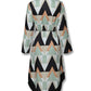 Geo Print Long Sleeve Asymmetrical Shirt Dress