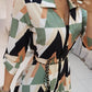 Geo Print Long Sleeve Asymmetrical Shirt Dress