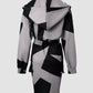 Geo Print Drawstring Waist Hooded Sweatshirt Dress