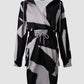 Geo Print Drawstring Waist Hooded Sweatshirt Dress