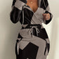 Geo Print Drawstring Waist Hooded Sweatshirt Dress