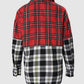 Colorblock Plaid Print Long Sleeve Button Down Shirt