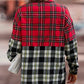 Colorblock Plaid Print Long Sleeve Button Down Shirt