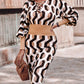 Geometric Print Lantern Sleeve Midi Dress