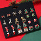 12Pairs Christmas Snowflake Elk Shaped Stud Earrings Set