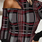 Plaid Print Cold Shoulder Top