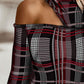 Plaid Print Cold Shoulder Top