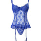 Bow Decor Ruffle Hem Lace Garter Bustier Set