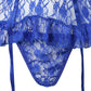 Bow Decor Ruffle Hem Lace Garter Bustier Set