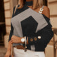 Geo Print Cold Shoulder Long Sleeve Top