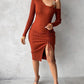 Chain Decor Drawstring Knit Sweater Dress