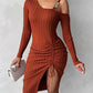 Chain Decor Drawstring Knit Sweater Dress