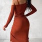 Chain Decor Drawstring Knit Sweater Dress