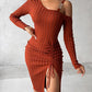 Chain Decor Drawstring Knit Sweater Dress