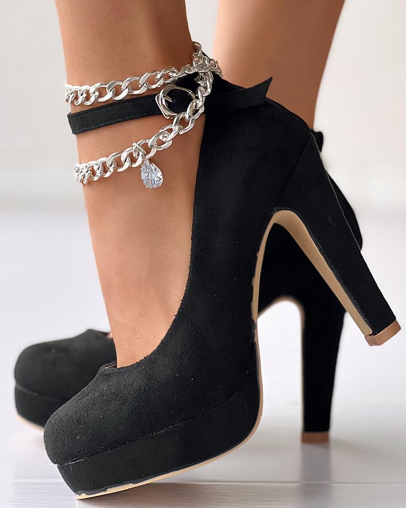 Platform Ankle Strap Pumps Wedding Shoes
