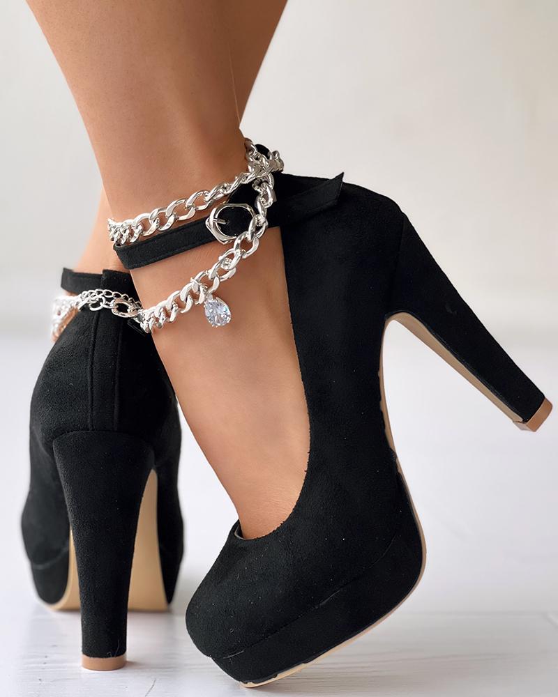 Platform Ankle Strap Pumps Wedding Shoes