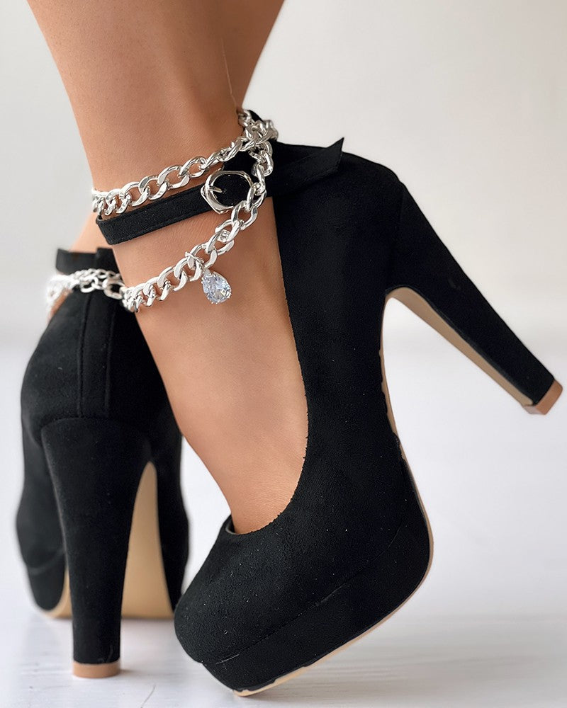 Platform Ankle Strap Pumps Wedding Shoes